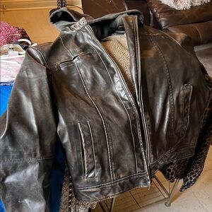 Tommy Hilfiger Black Leather Bomber Jacket